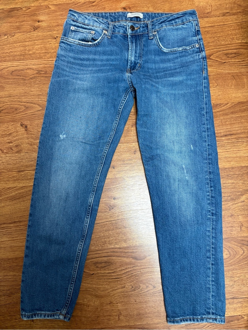 Zara Woman Premium Denim Medium Wash Mid Rise Mom Straight Leg Jeans Women's 8 - Picture 3 of 8